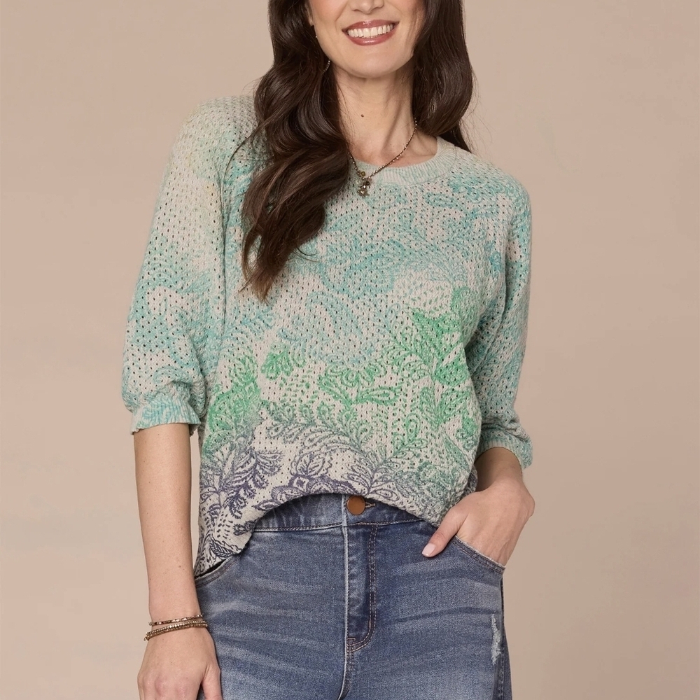 Democracy Dolman Sleeve Round Neck Printed Size XL Sweater